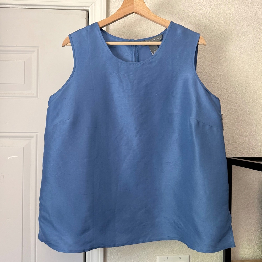 JESSICA HOLBROOK blue silk boxy cropped tank top